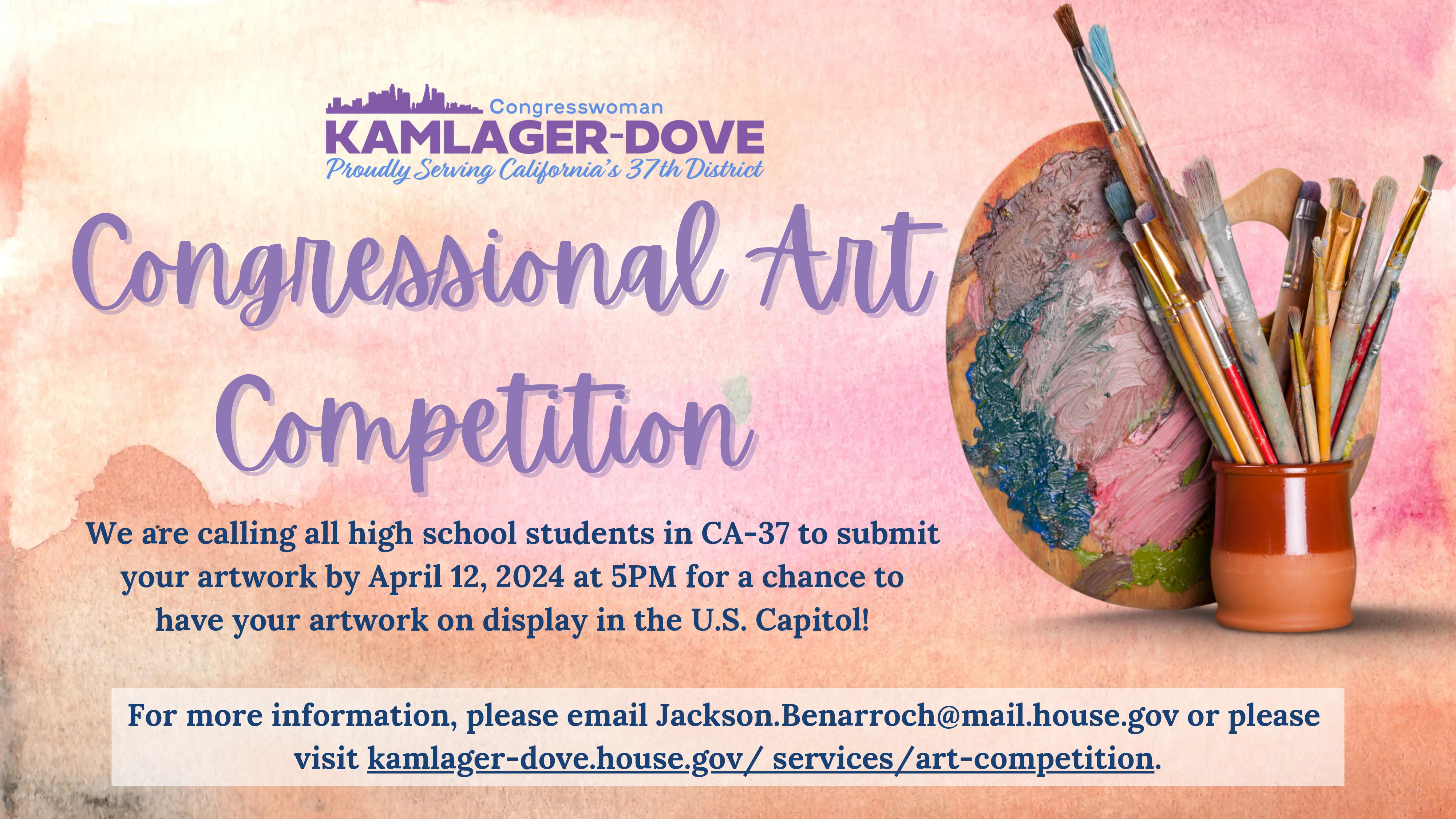 2024 Congressional Art Competition Congresswoman Sydney KamlagerDove